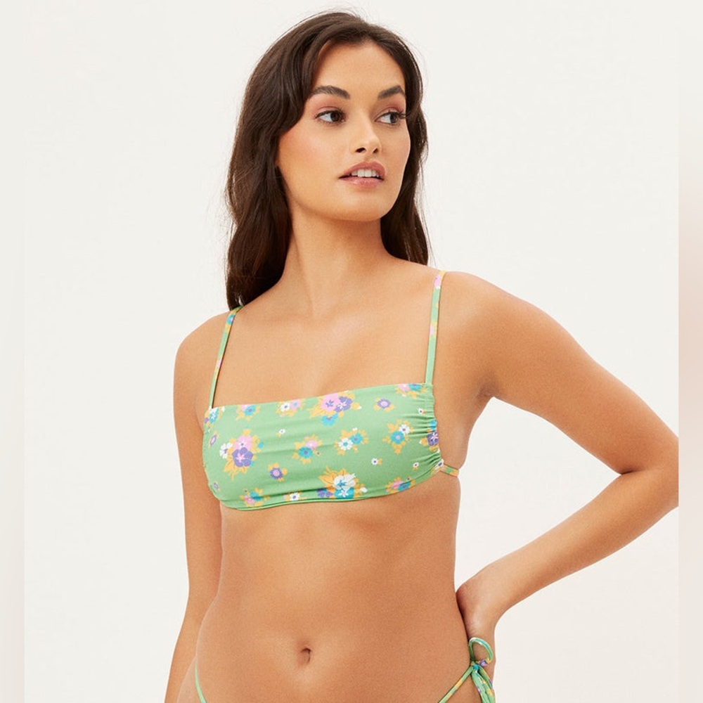 Frankies Bikinis Kailyn Top + Jenna High Waist High Cut Bottom in Meadow XS